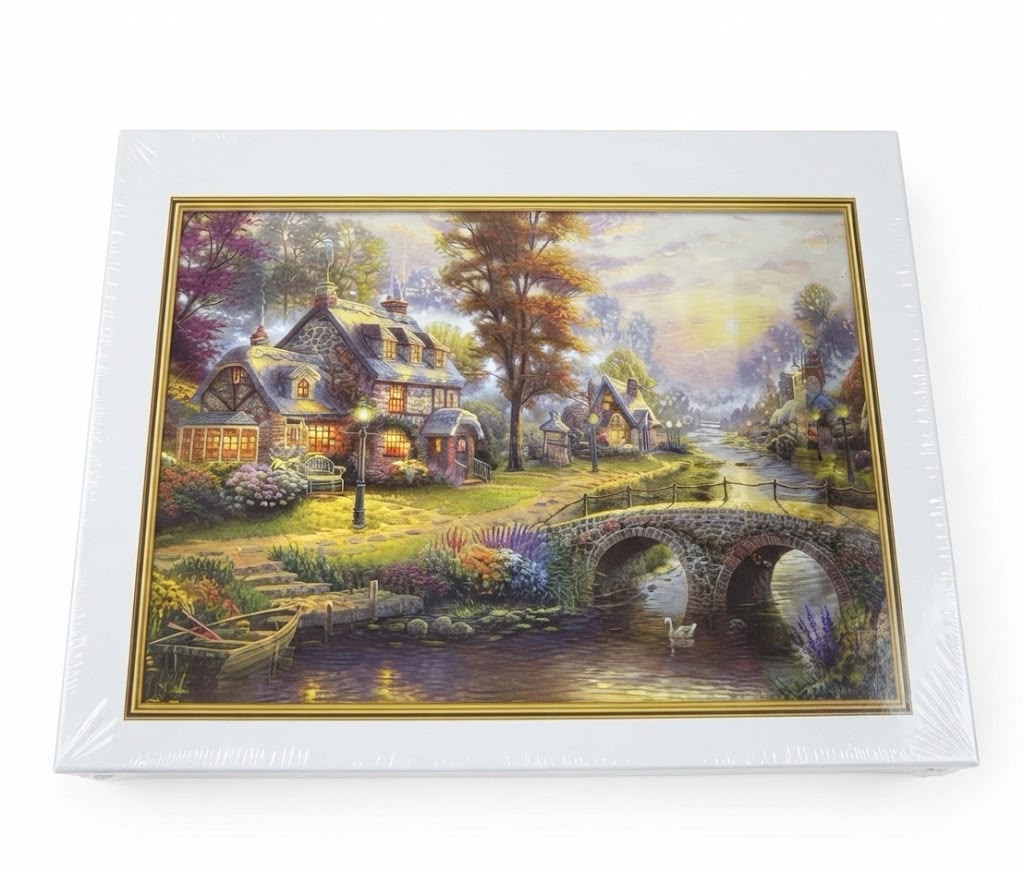 Twilight Cottage by the Stone Bridge Jigsaw Puzzle (500 pcs)