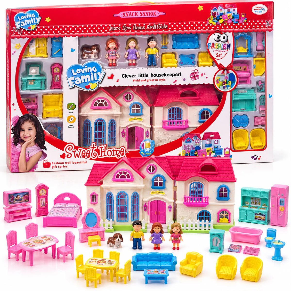 Loving Family Sweet Home Dollhouse Playset