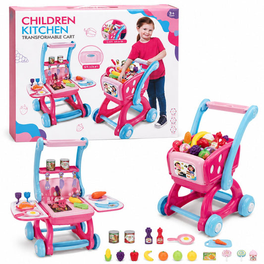 3-in-1 Children Kitchen Transformable Cart Playset