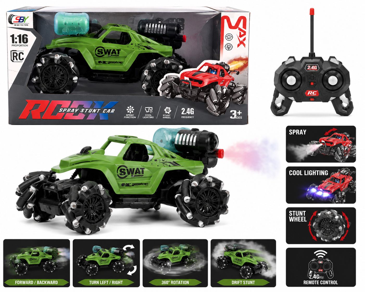 Rock spray stunt car